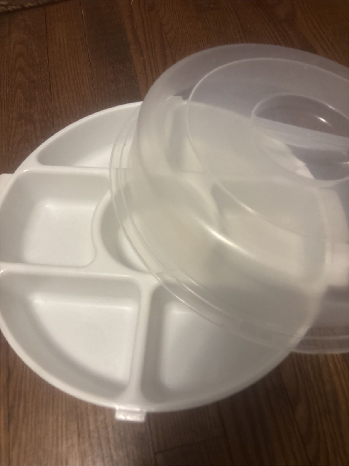 Rubbermaid Servin Saver Fruit Veggie Chip Dip Tray W/Lid White 7 Slots VINTAGE