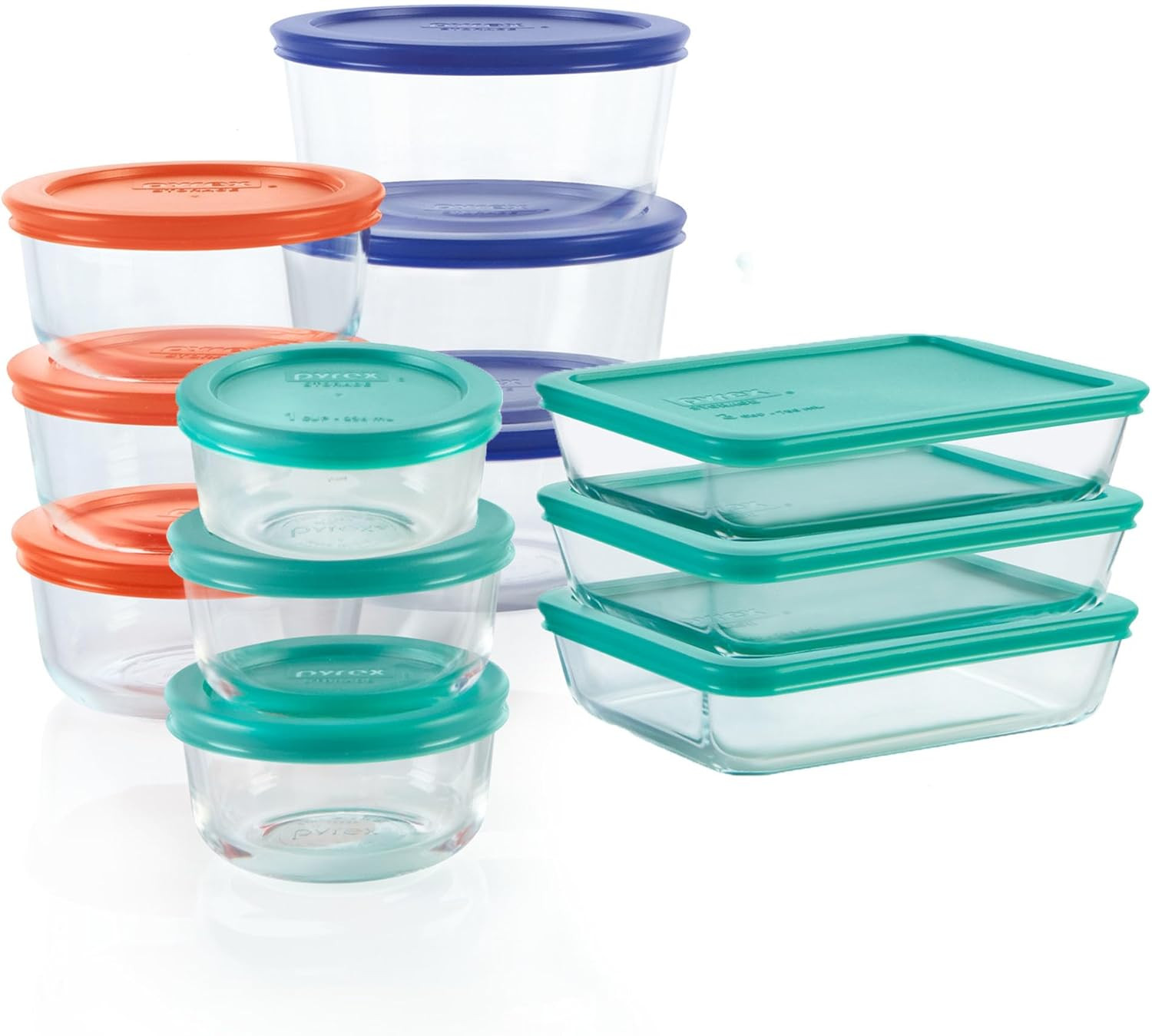 Glass Food Storage Containers Set, 12-Pack, (1, 2, & 3 Cup)