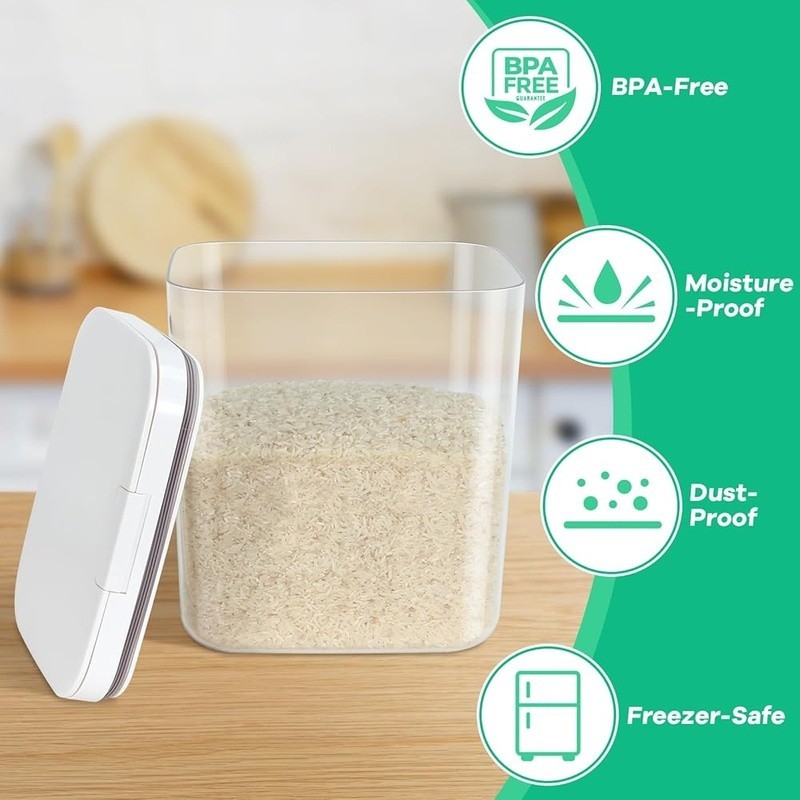 Flip Top Airtight Food Storage Containers Rice Flour Snacks 5.5L 11lb Capacity