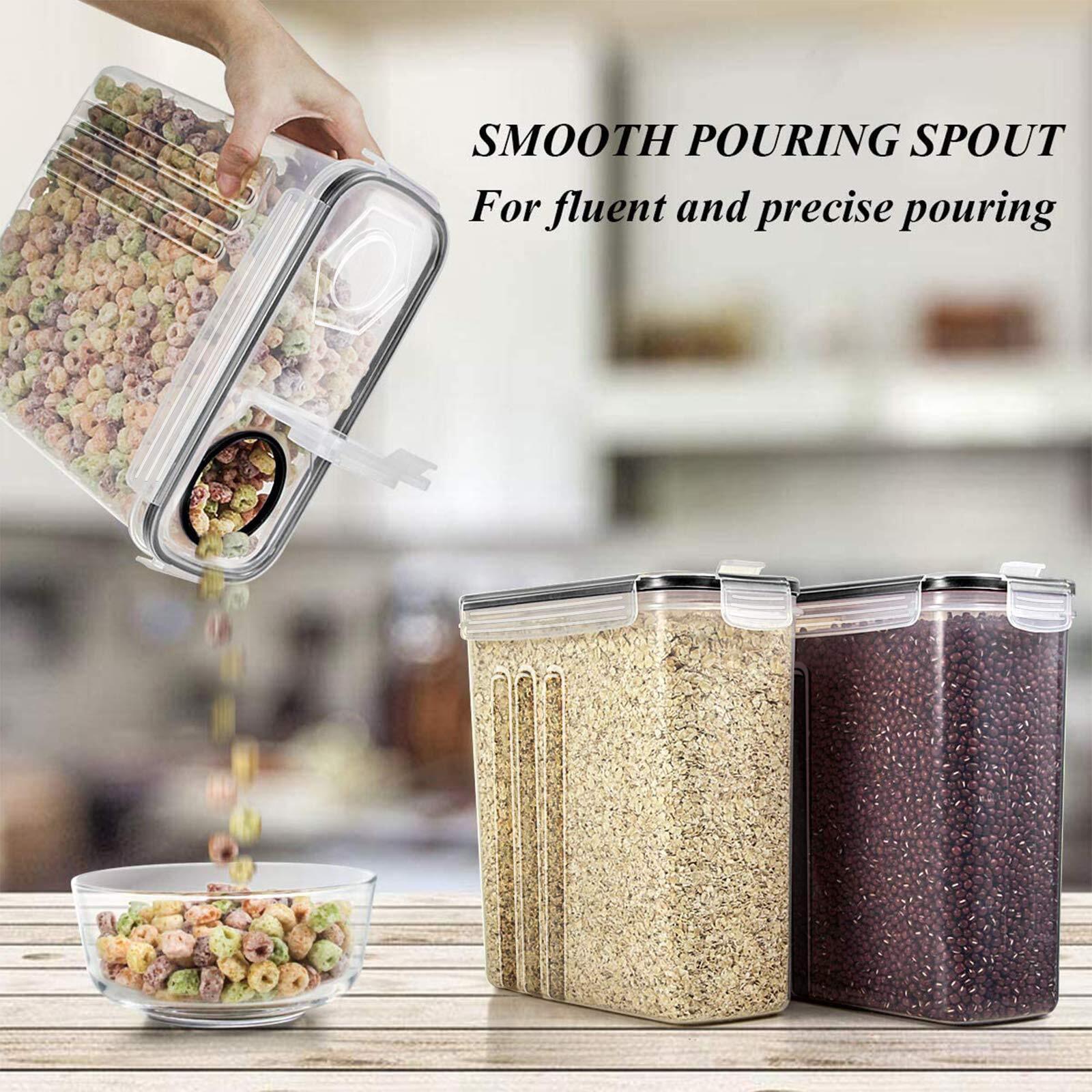 8-Pack 2.5L Airtight Cereal Containers Leak-Proof Black Lids for Pantry