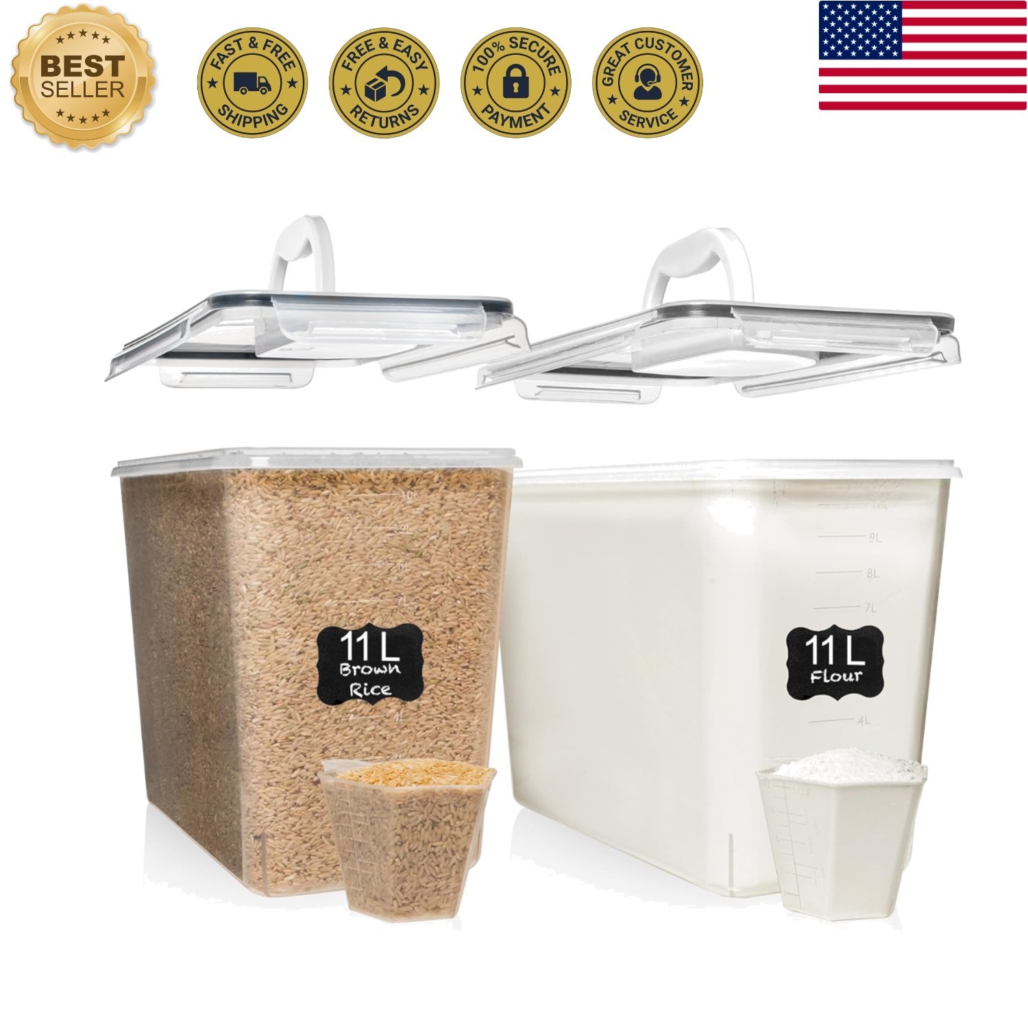 Effortless Kitchen Organization: BPA Free 11L Storage Containers with Handles