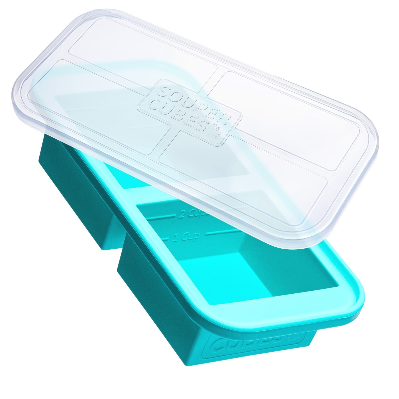 Silicone Freezer Tray with Lid – 2 Cup Portion Control Mold for Meal Prep, Lefto