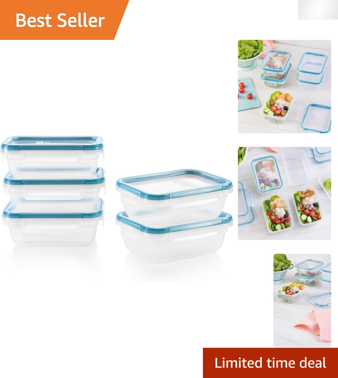 Durable 5-Pack of Airtight 3-Cup Meal Prep Containers with Write + Erase Labels