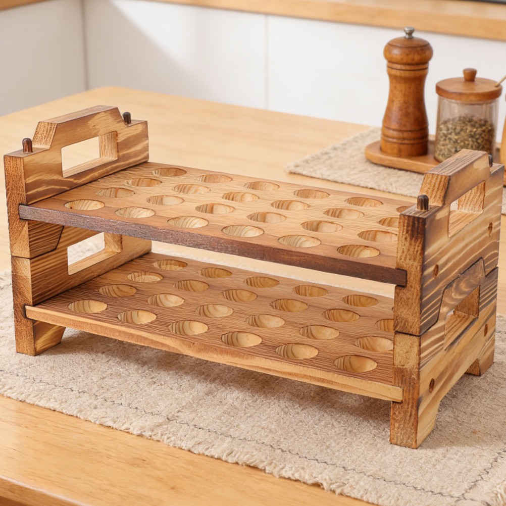 Wooden Quail Egg Rack Novelty Easter Holder Countertop Storage Eggs