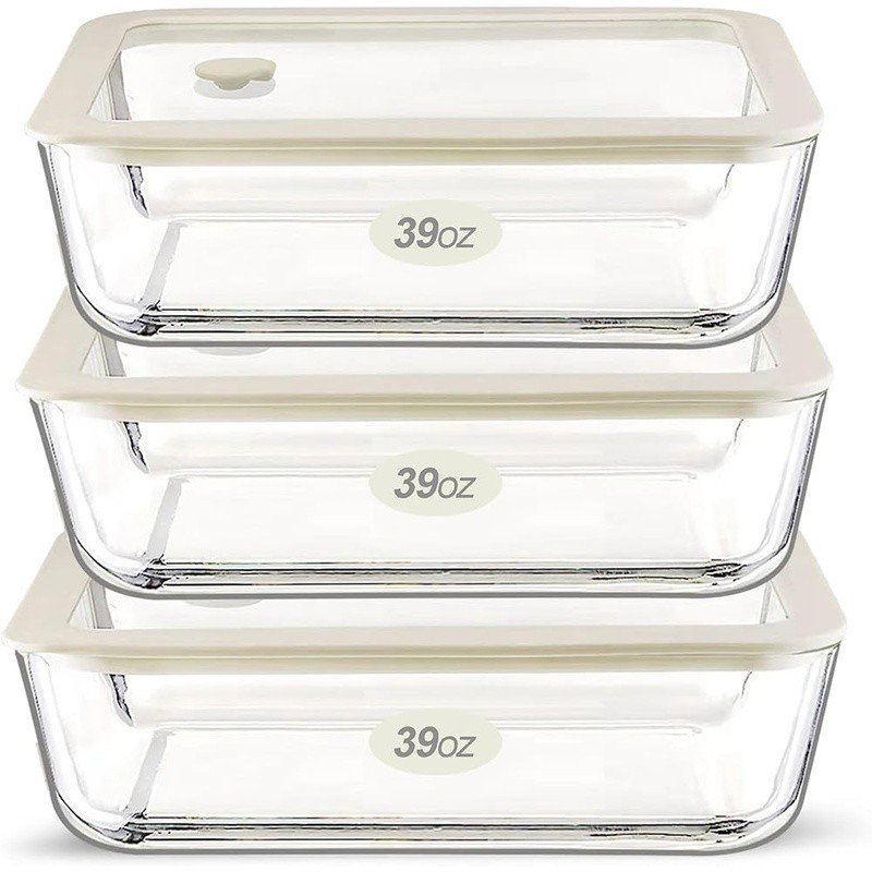 Glass Food Storage Container Leak Proof Silicone Lid Microwave Safe BPA Free New
