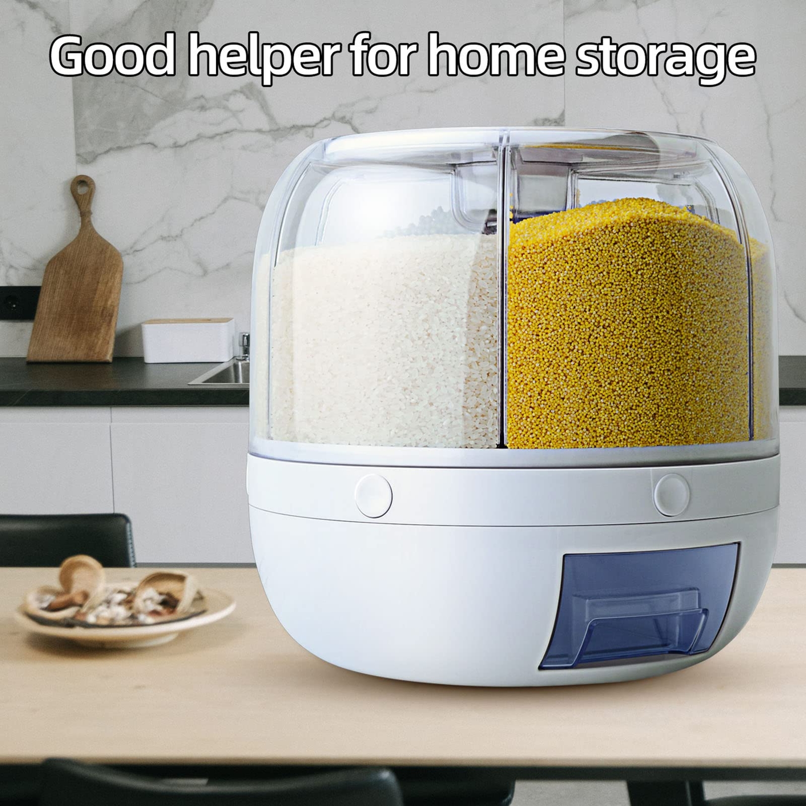Grain Distributor 6-Cell Capacity Dry Food Distributor Kitchen Food(8.2 Quarts)