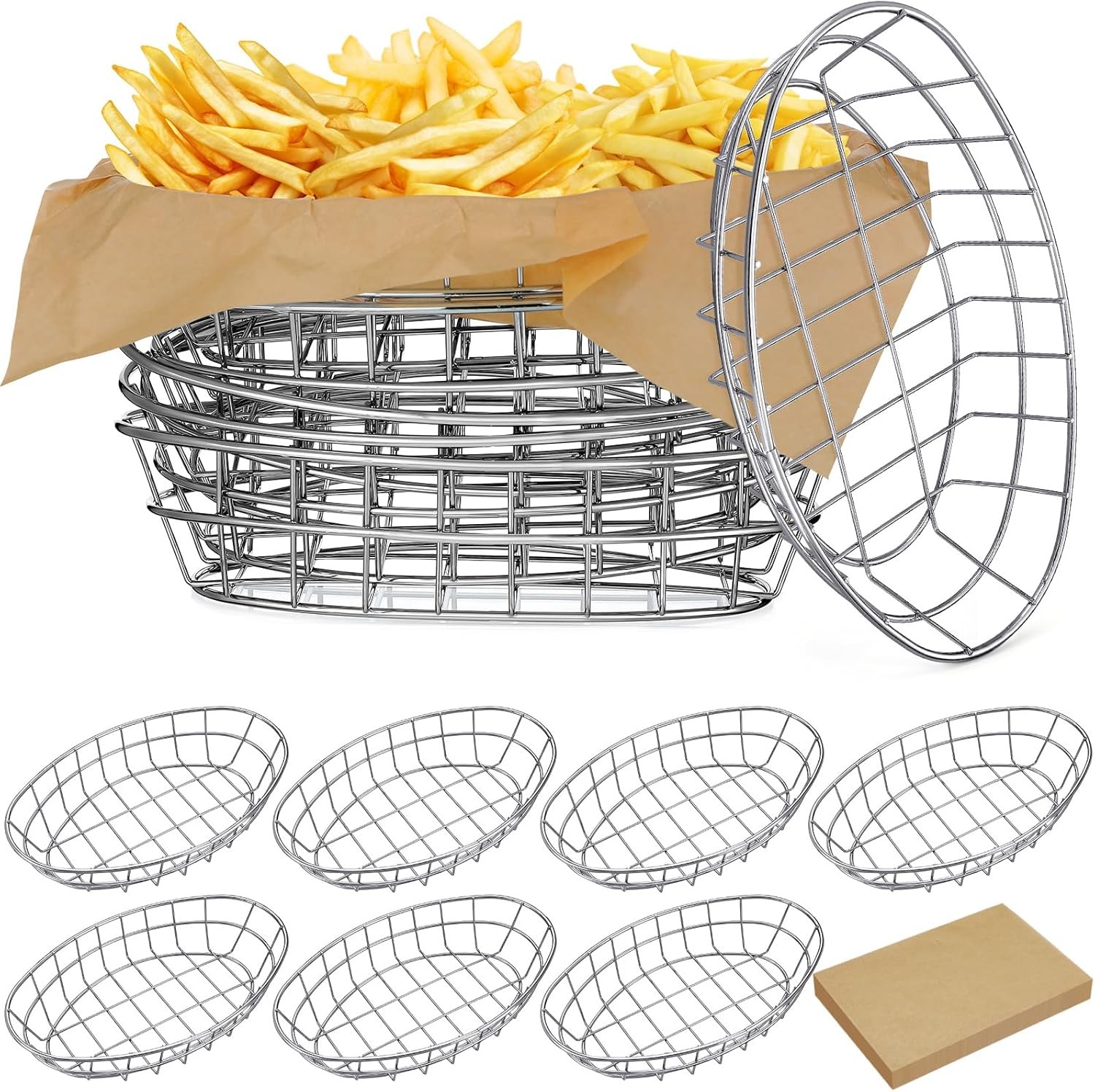 12 Pcs Wire Bread Basket Bulk 9.5×6.2×2.2 Inch Oval Metal Dinner Roll Baskets…