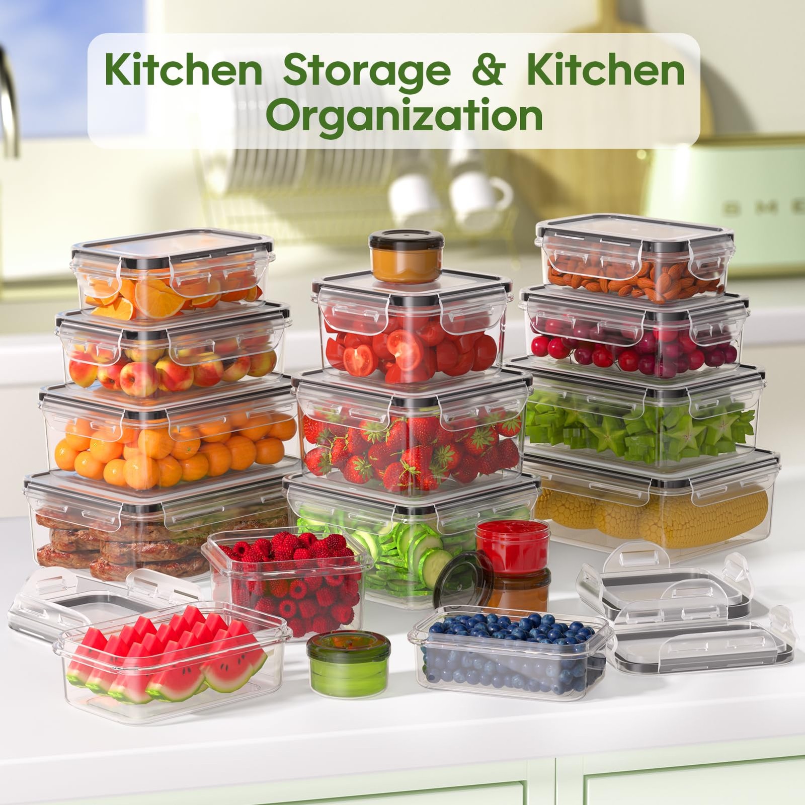 KEMETHY 36-Piece Food Storage Containers with Lids(18 Container & 18 36 Piece