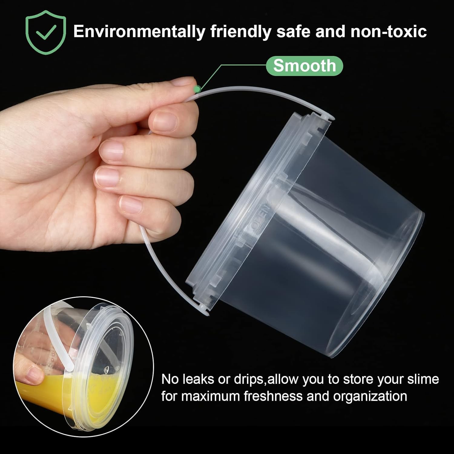 50pc 10oz Clear Slime Containers with Handles Lids