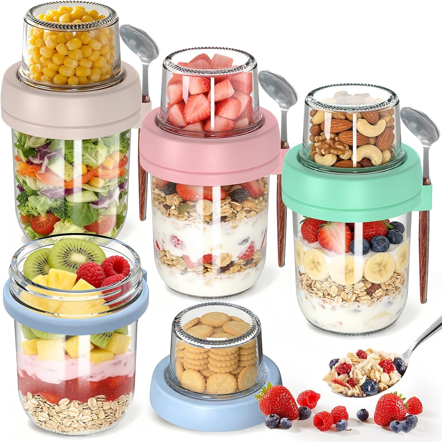4 Pack Overnight Oats Containers W/ Lids & Spoons 20 oz 16 4 Overnight Oats Jars