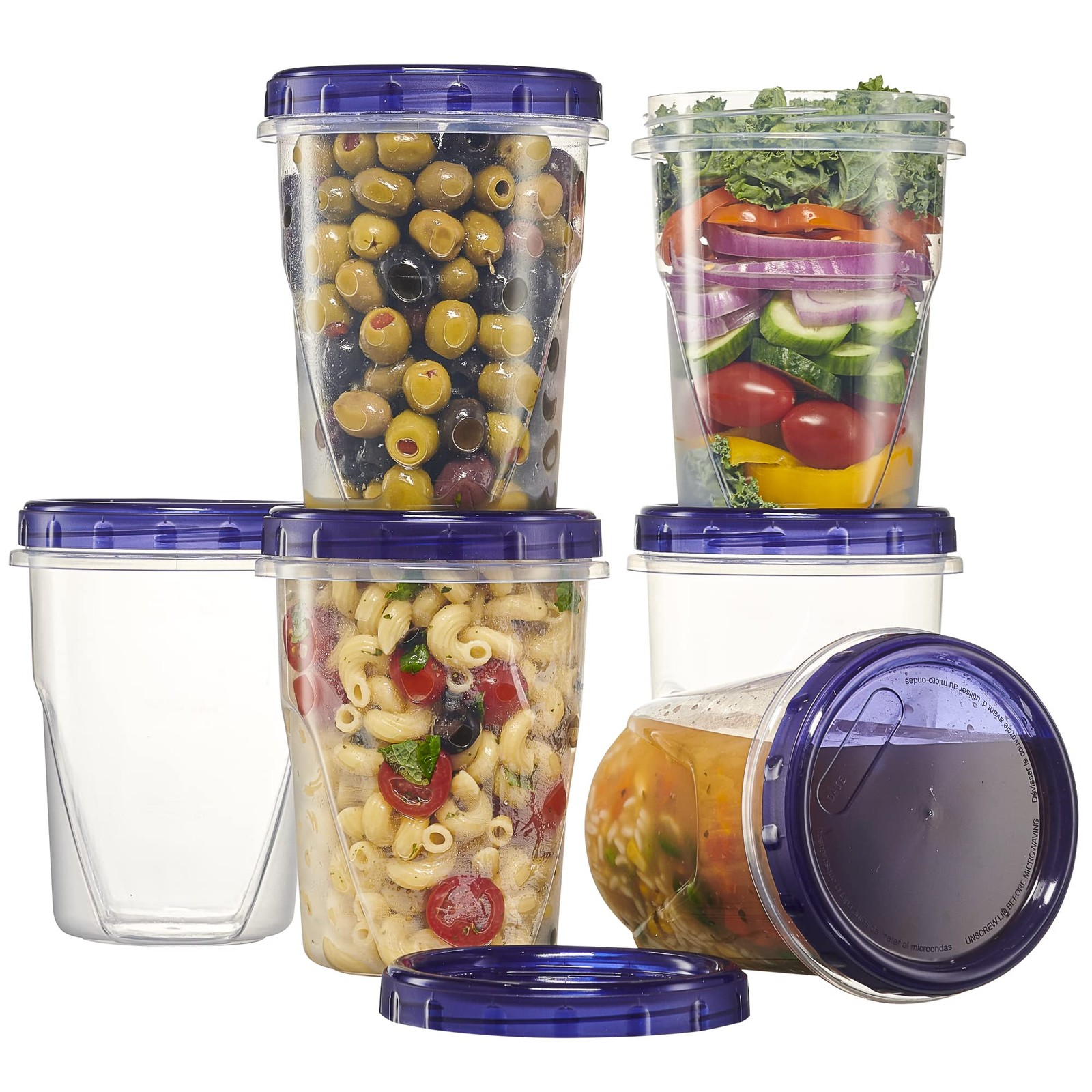 6 Pack 32OZ Food Storage Containers with Twist Lids Freezer Microwave Safe