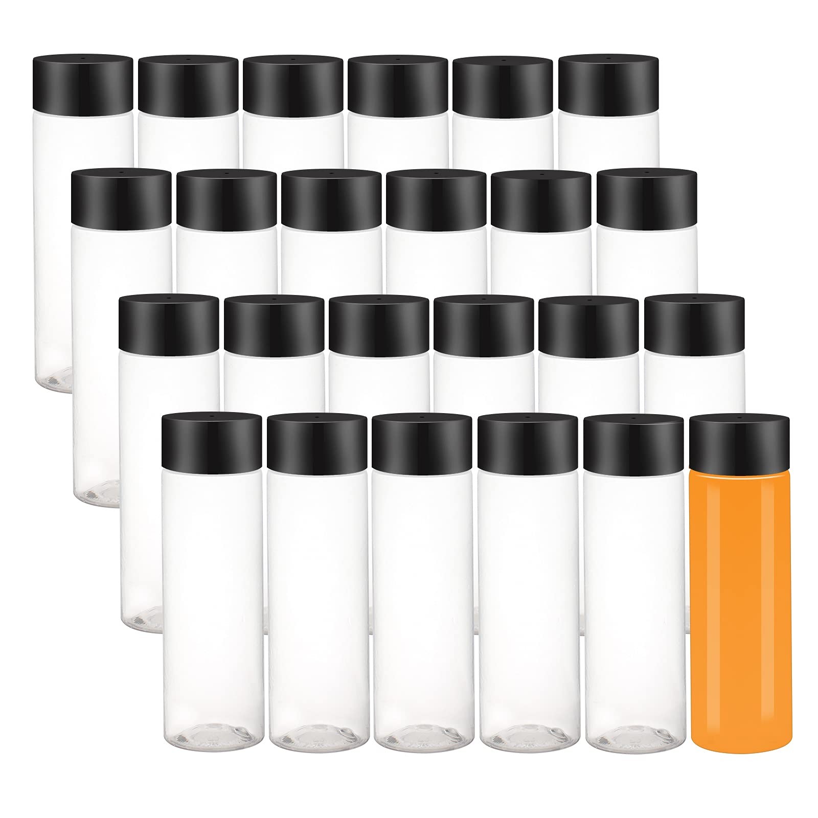 24 PCS 12 OZ Clear PET Plastic Juice Bottles Caps Reusable Smoothie Beverage