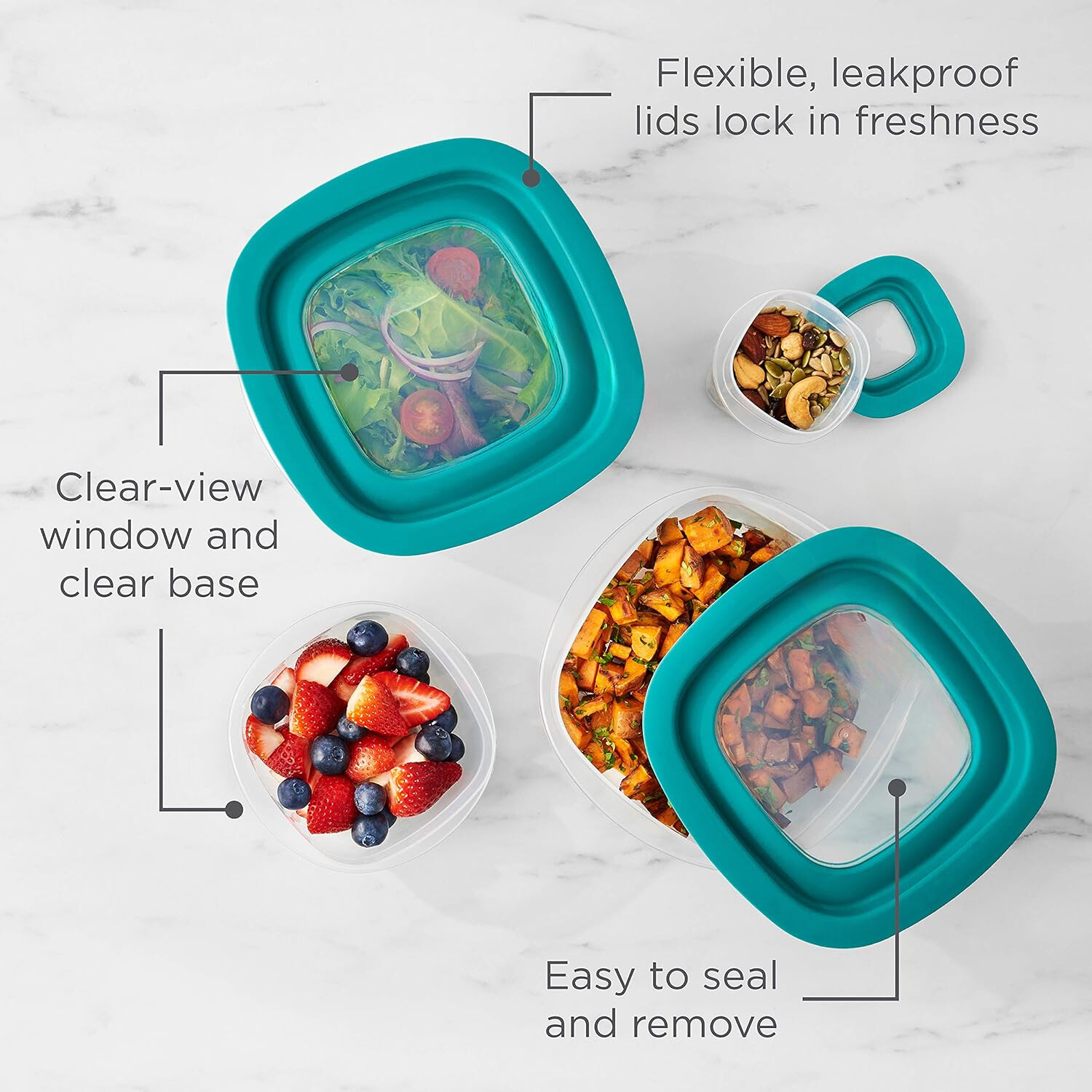 Food Storage Set with Push-On Leak-Proof Lids, Meal Prep Containers, 12-Pack