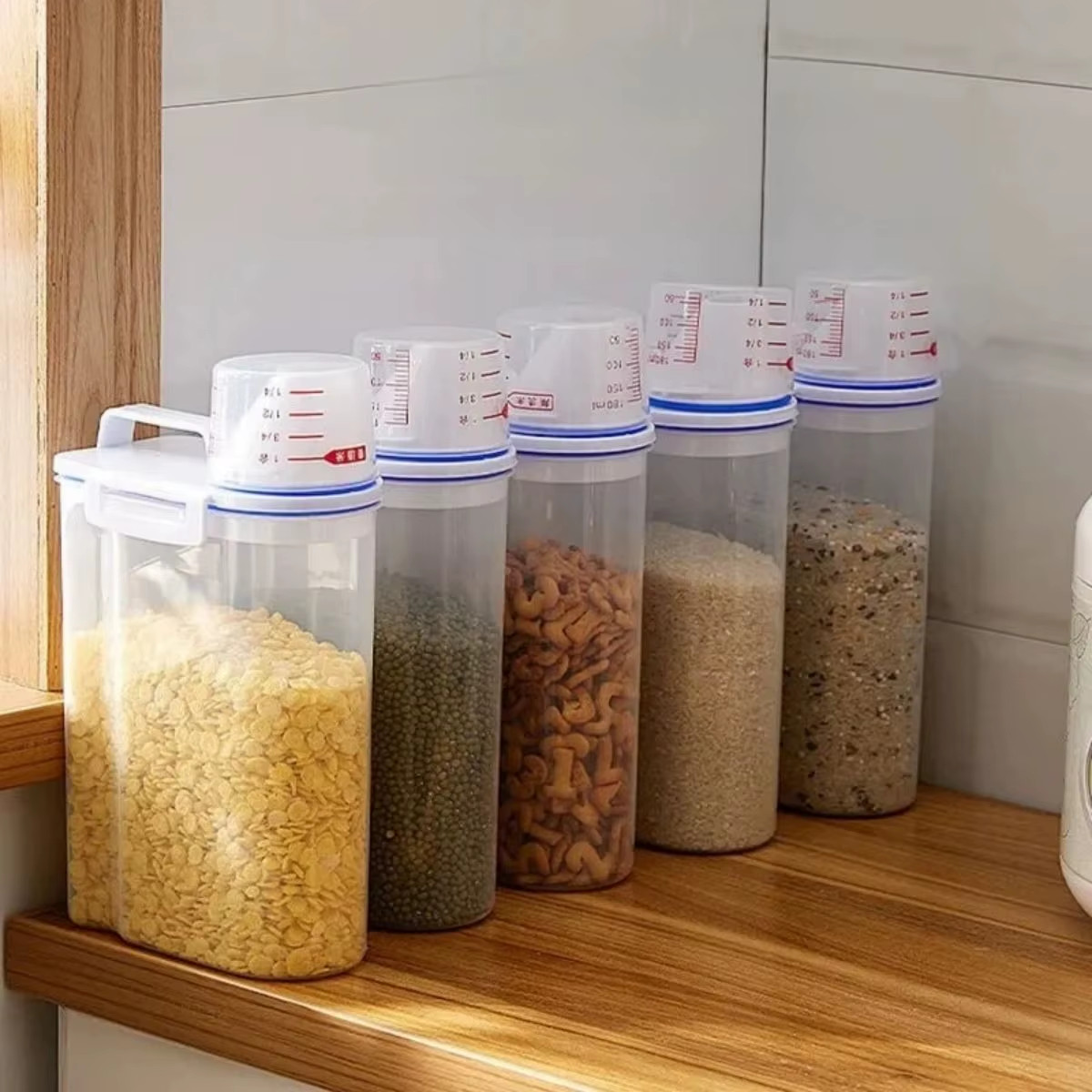 【Hot Sales】1Pc Rice and Grains Food Storage Canister with Measuring Cup, Kitchen