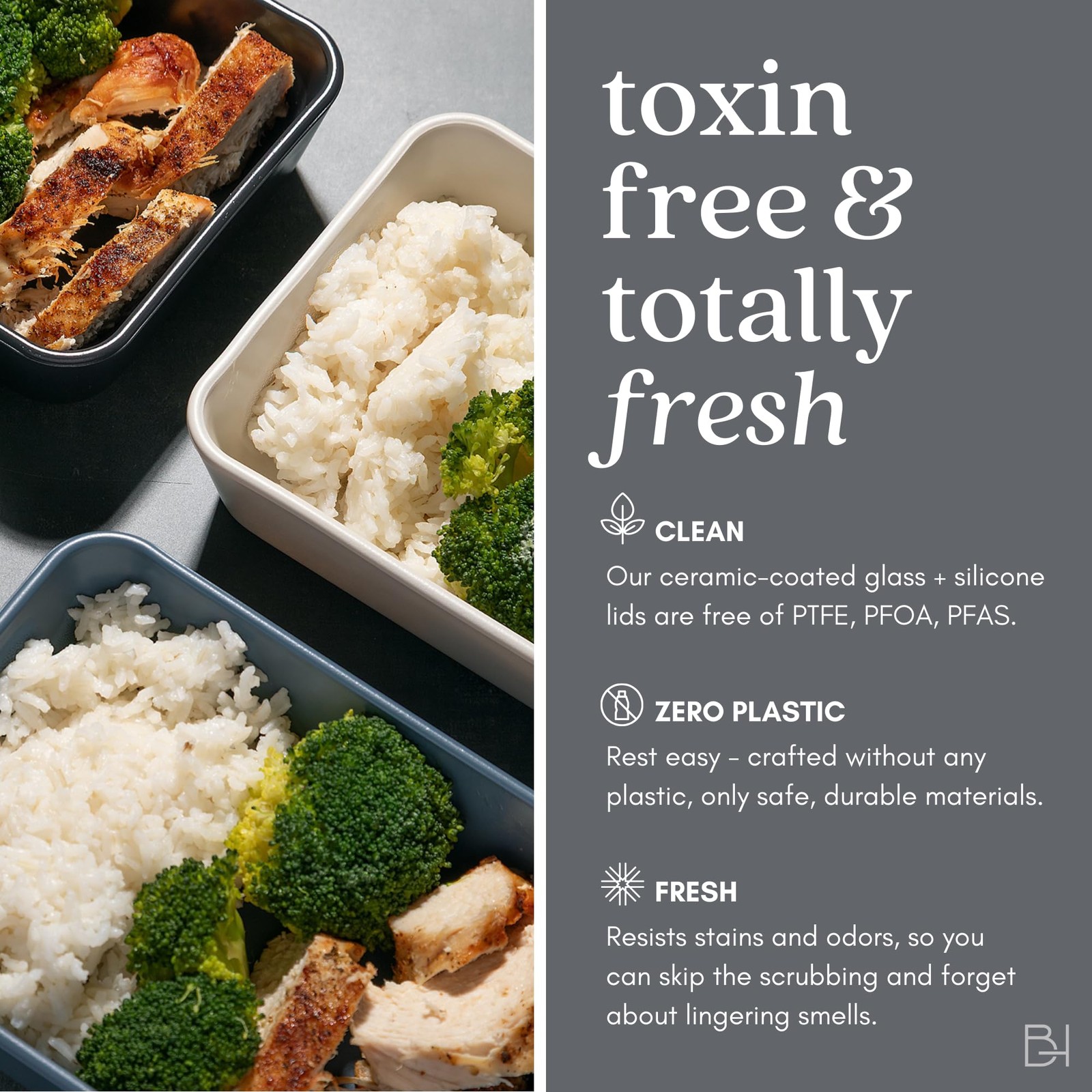 10 Piece Non Toxic Ceramic Coated Glass Food Storage