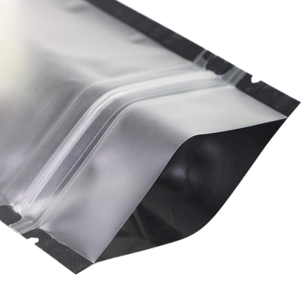 Pack of 100 Translucent Front Matte Black Poly Plastic Zip Top Bags (1.5oz (4…