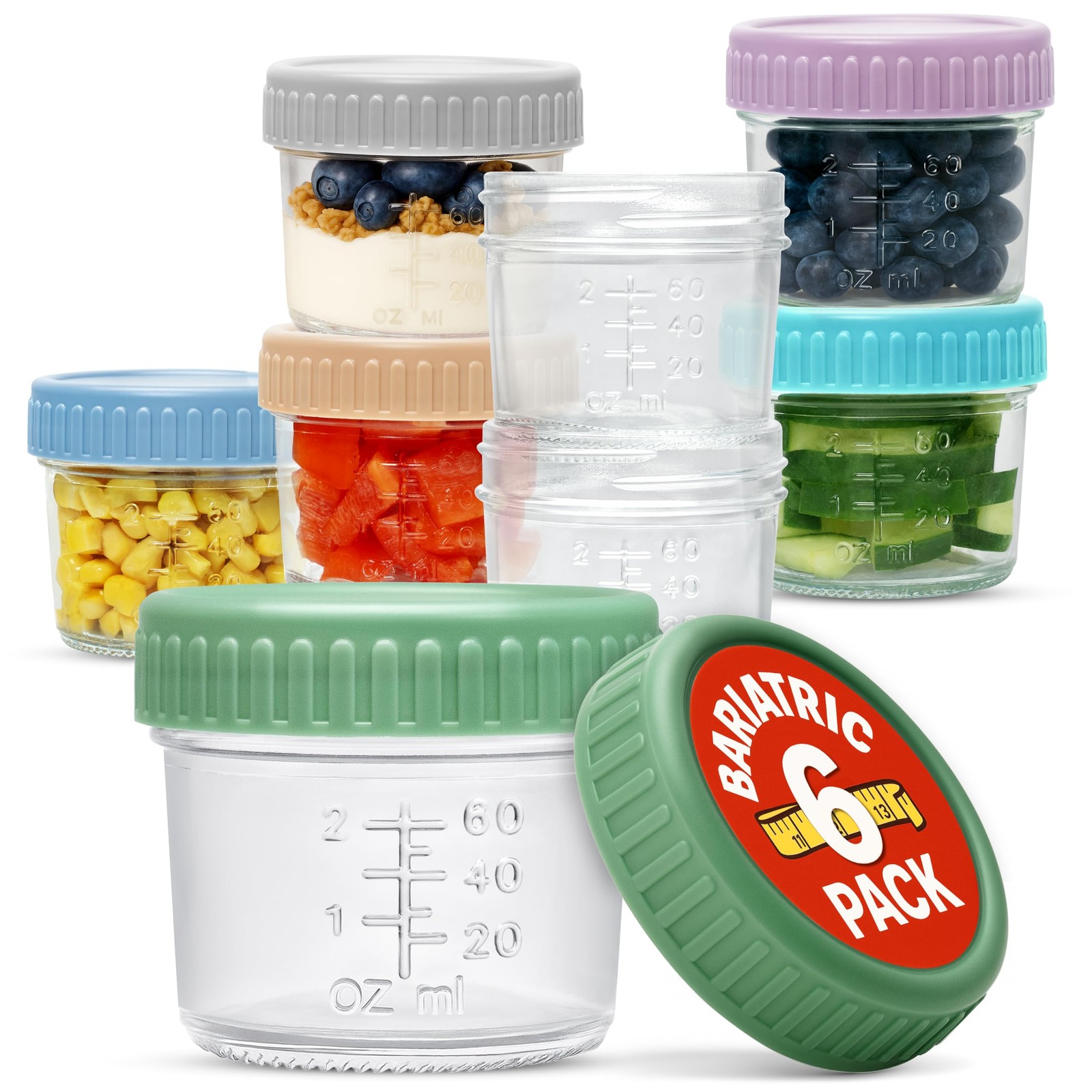Stock Your Home Glass Bariatric Portion Control Containers 4oz, Transparent