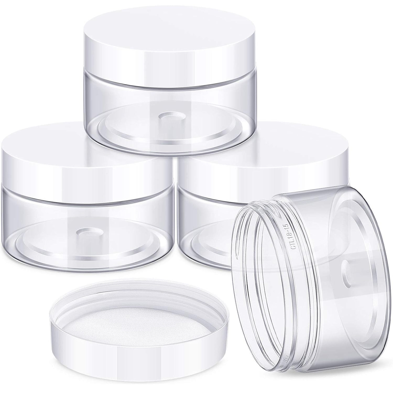 4 Pieces round Wide-Mouth Leak Proof Plastic Container Jars with Lids for Travel