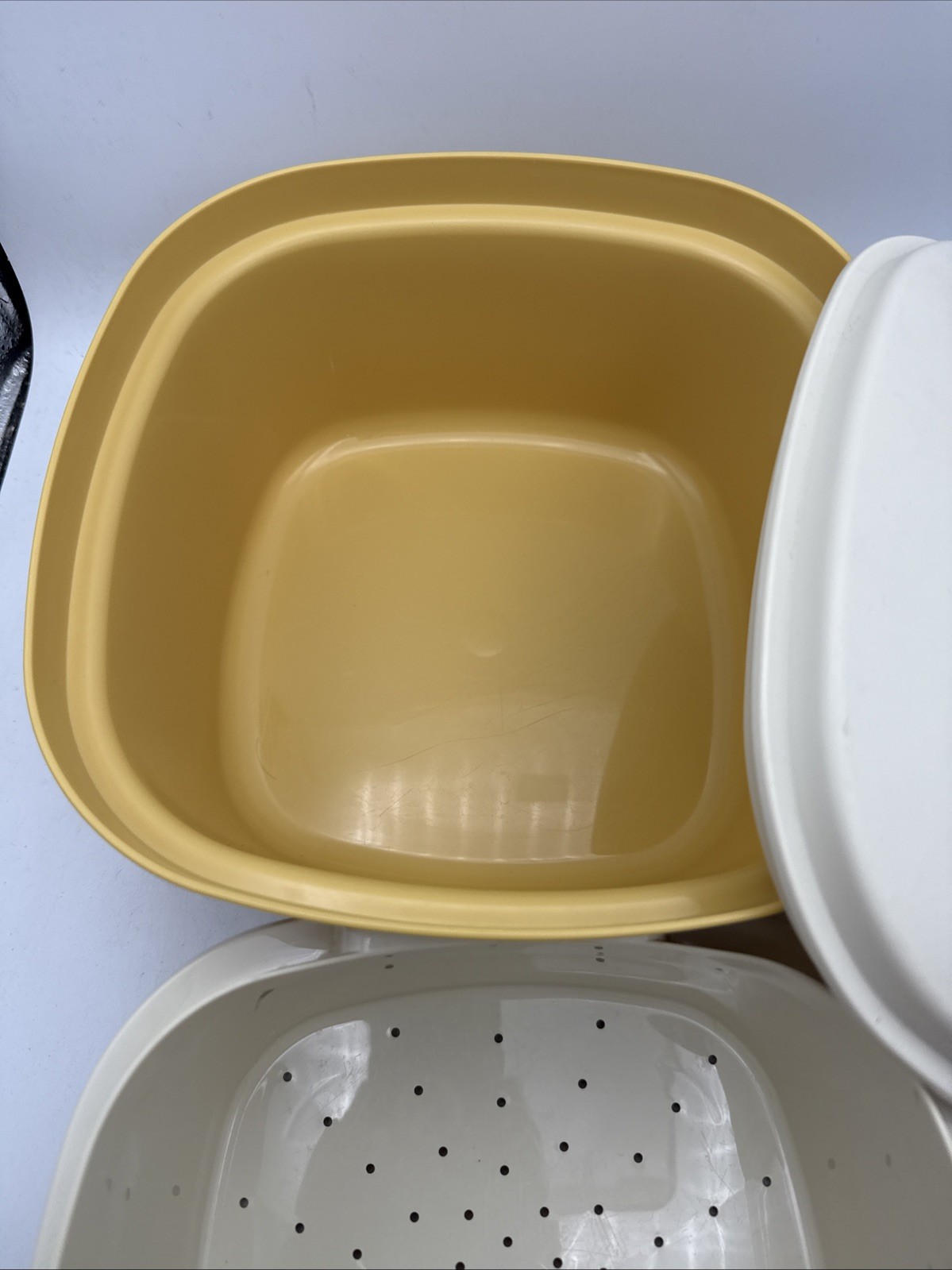 Vintage 3 Quart Tupperware Harvest Gold Steam N Store Steamer 888 Strainer w Lid
