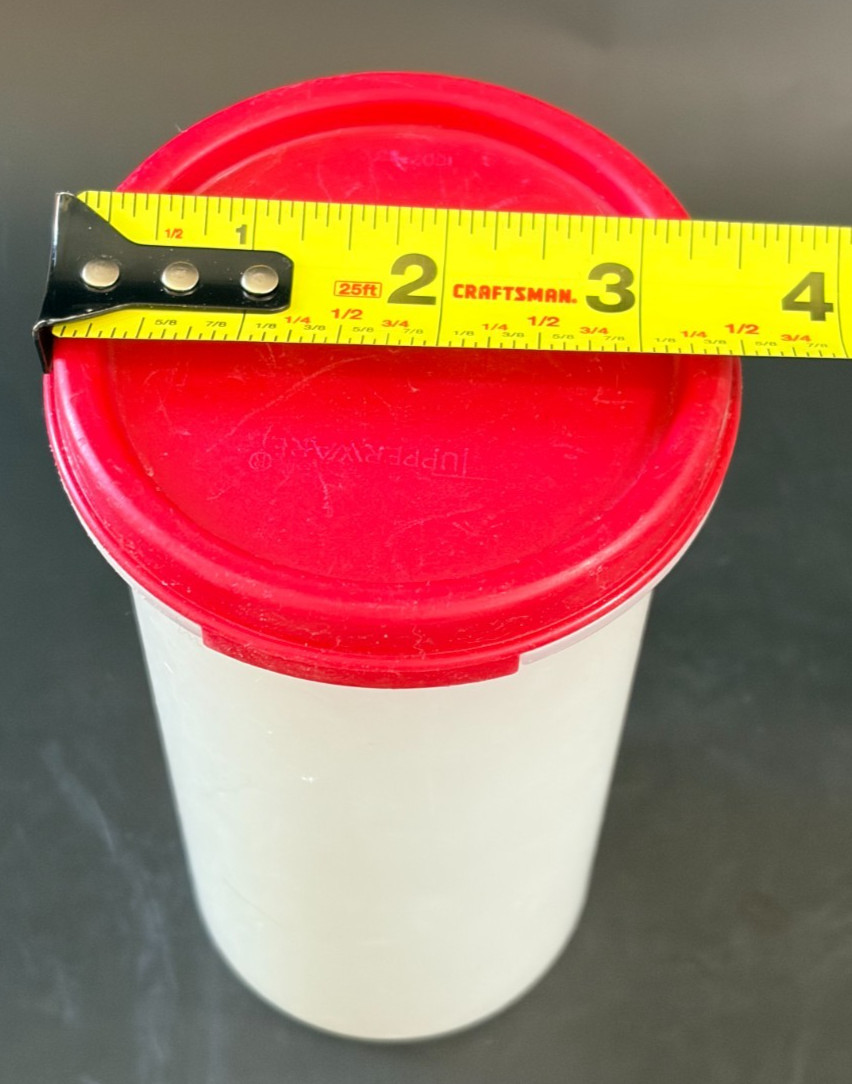 Tupperware Modular Mates 1641 Round Cylinder Container 22oz Sheer Red Lid