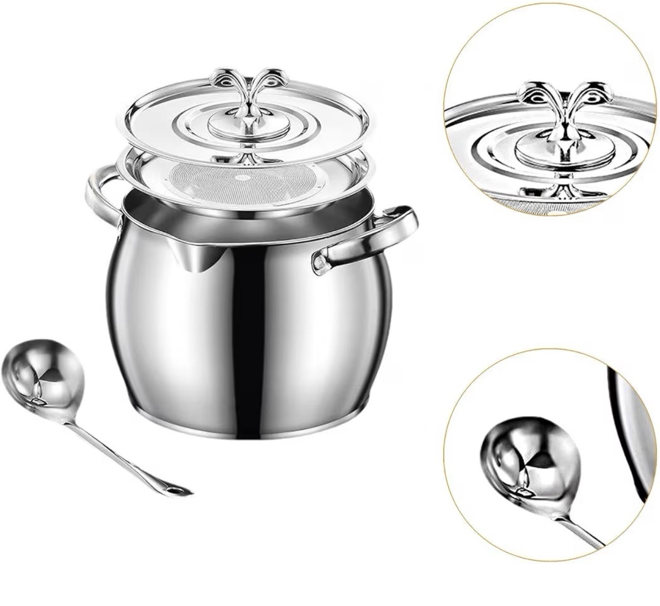 Stainless Steel Container Lard Container Double Handle Lard Chili Oil