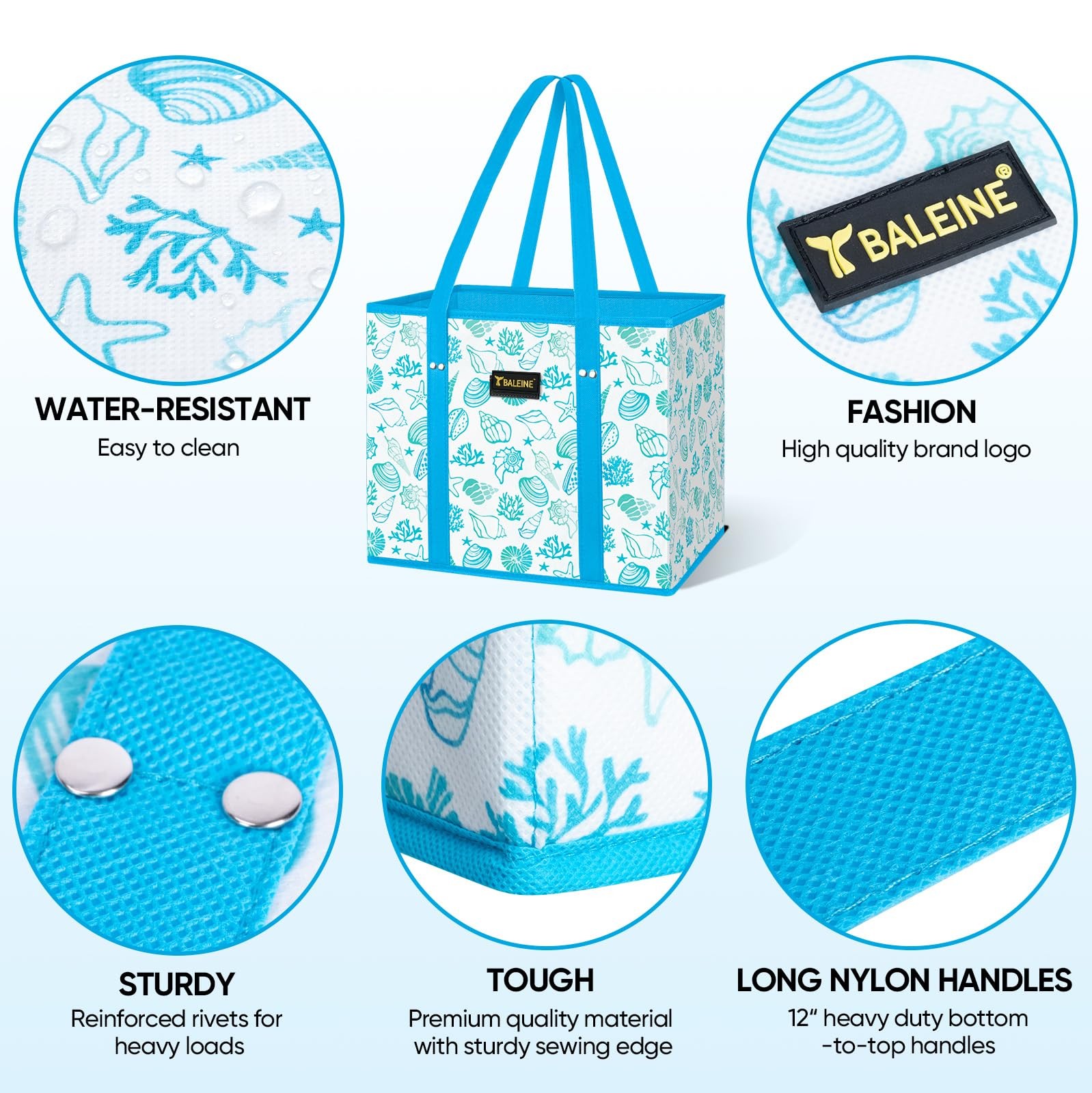 Baleine 1Pk Reusable Grocery Bags Foldable Shopping Bags For Groceries