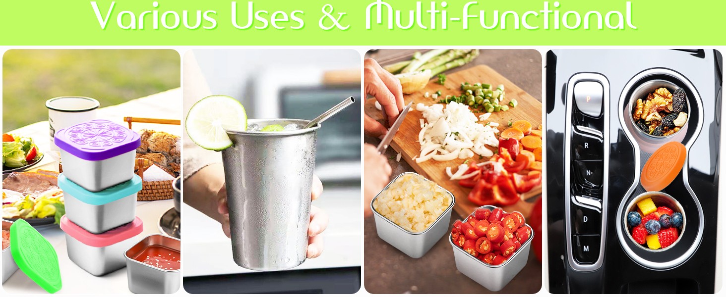 6-Pack Salad Dressing Containers, 1.6 oz Stainless Steel Condiment Containers