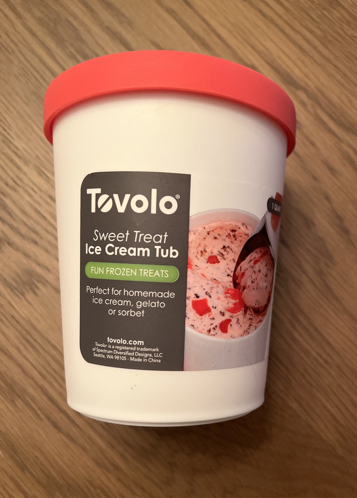 Tovolo Sweet Treat Ice Cream Tub Pink Lid 1 Quart Container Gelato Sorbet