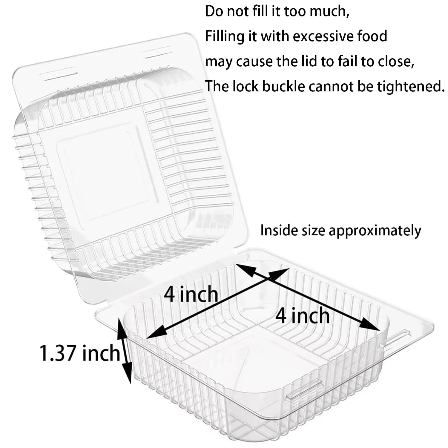 100 Count Clear Plastic Hinged Take Out Containers Clamshell Takeout Tray Food