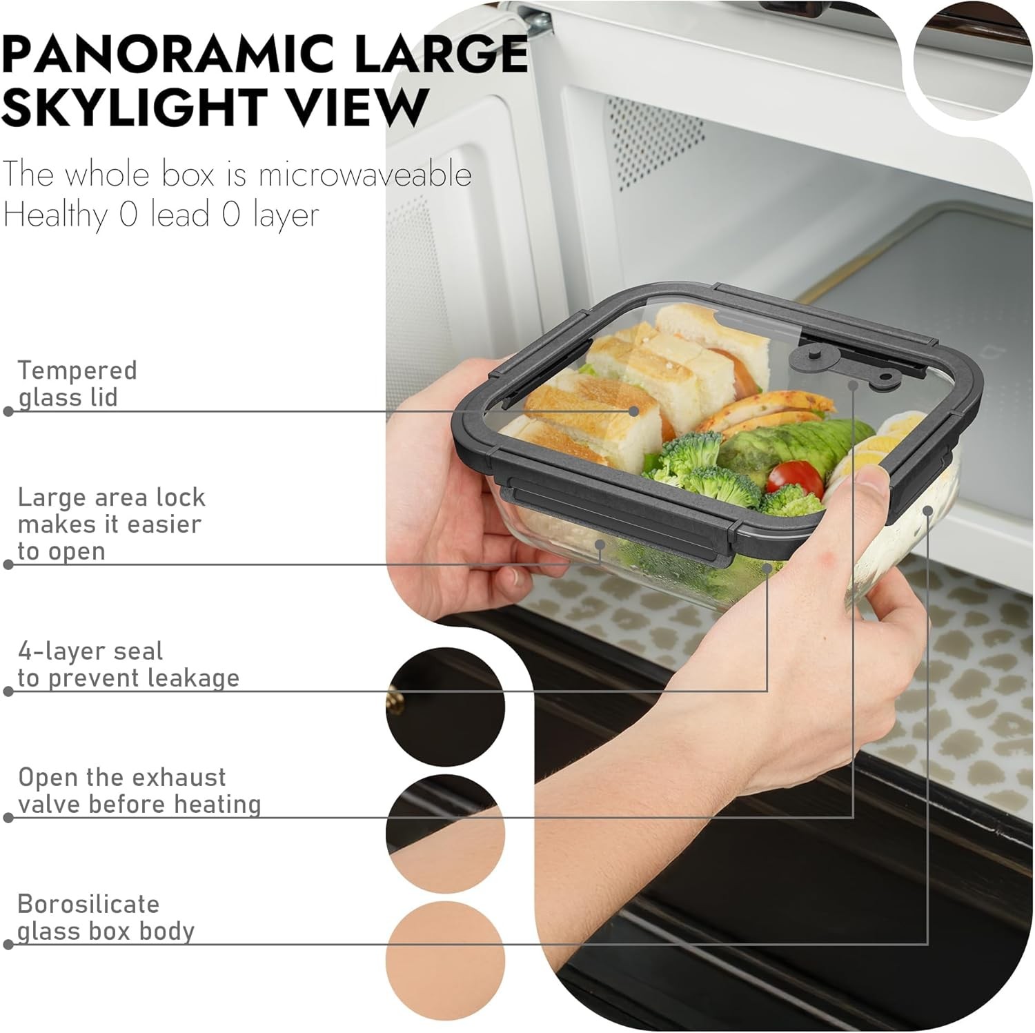 10 Pack Glass Food Storage Containers Borosilicate Airtight