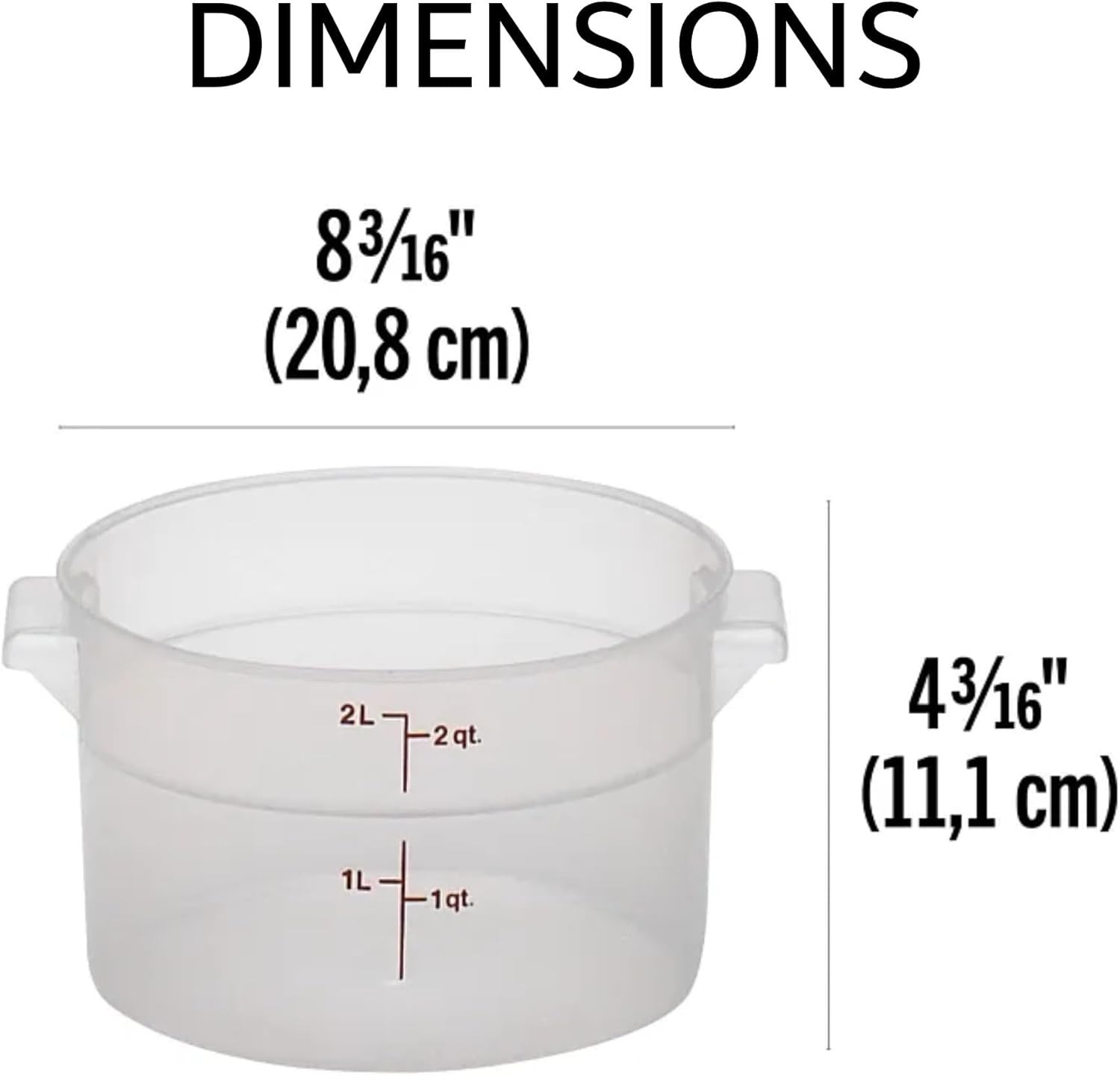 Lumintrail Cambro 2 Quart Round Food Storage Container, 2-Pack Translucent, with