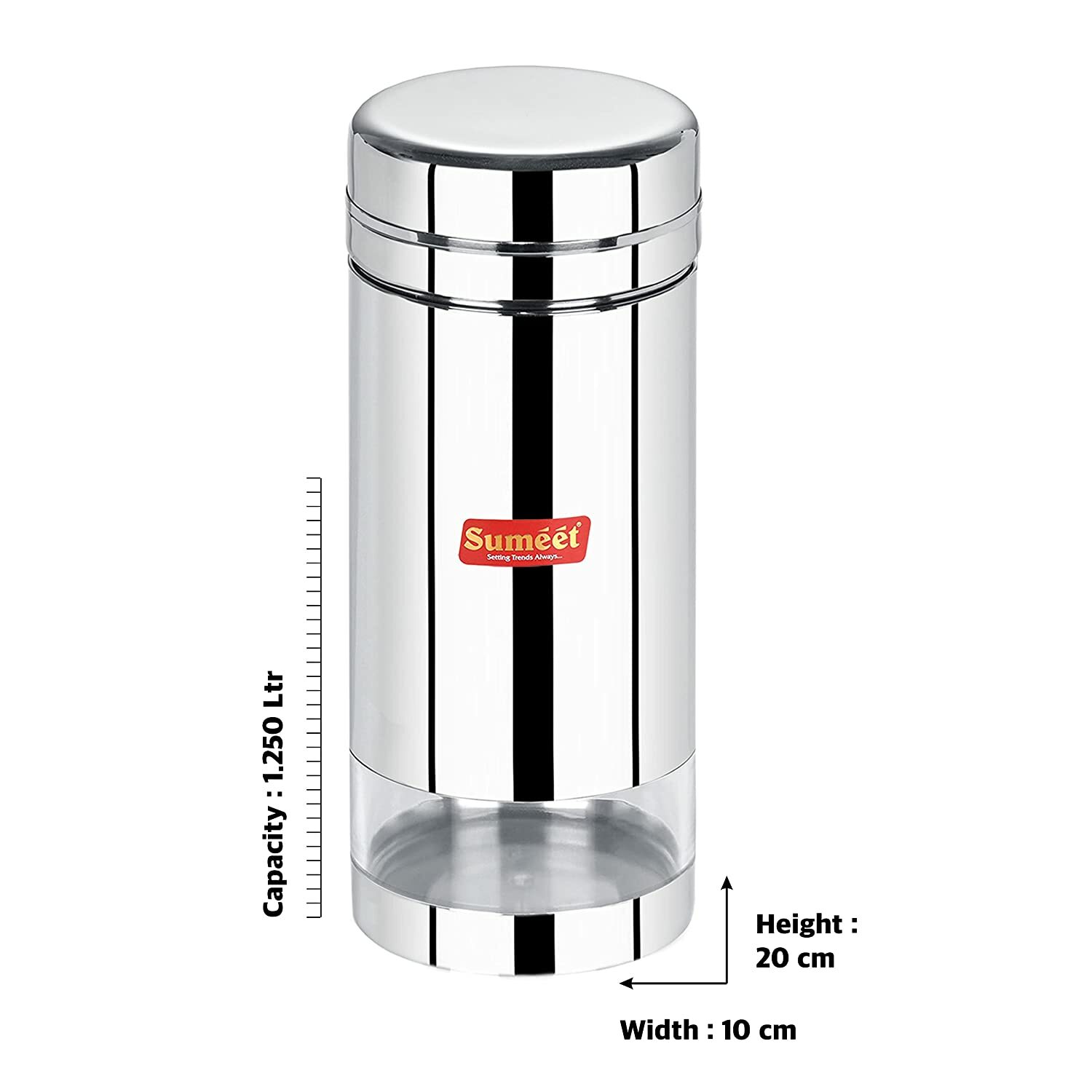 Stainless Steel Circular See Through Container Storage Set of 2 – 1.25 l each