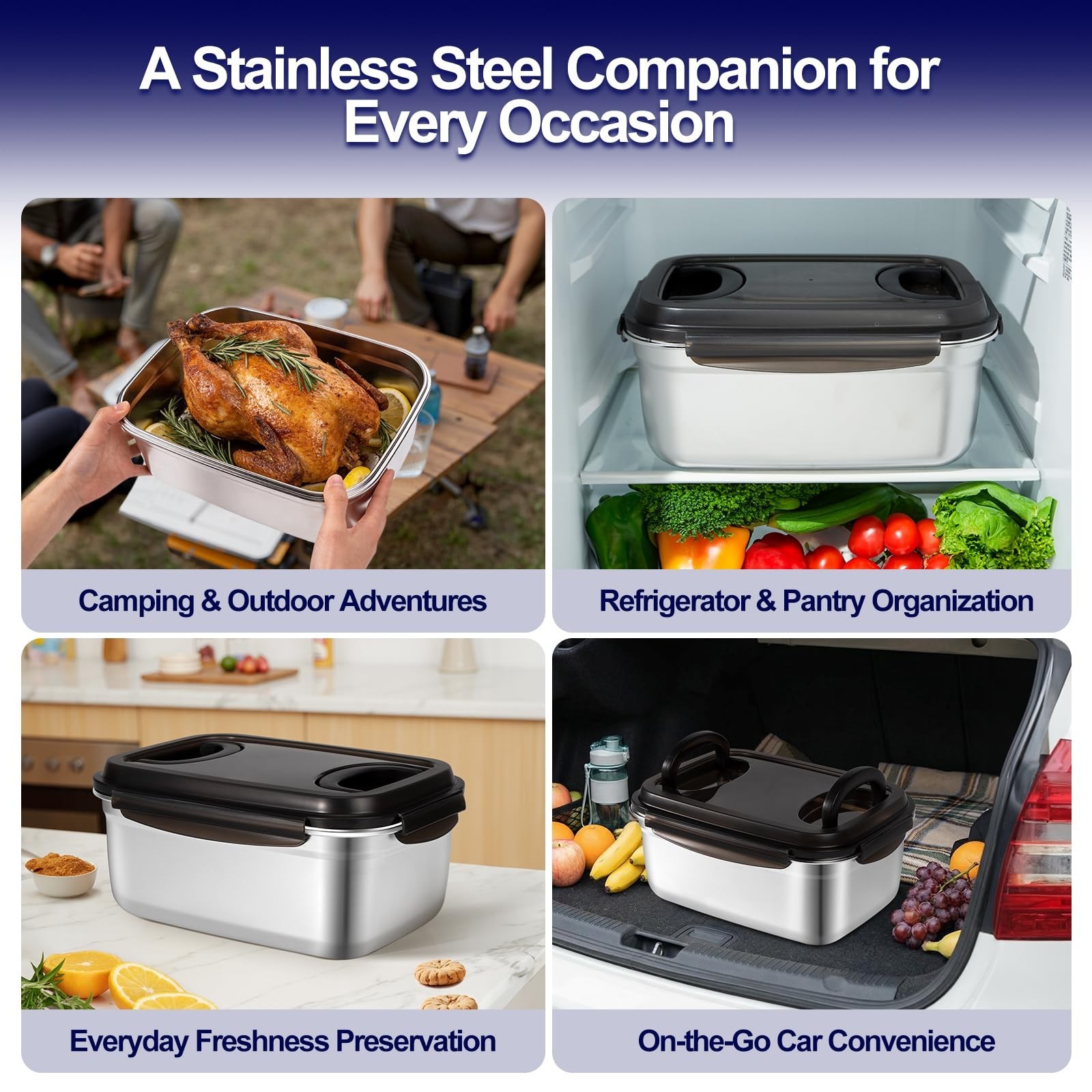 Large Stainless Steel Food Storage Containers 7500ML – Airtight Meal Prep & Baki