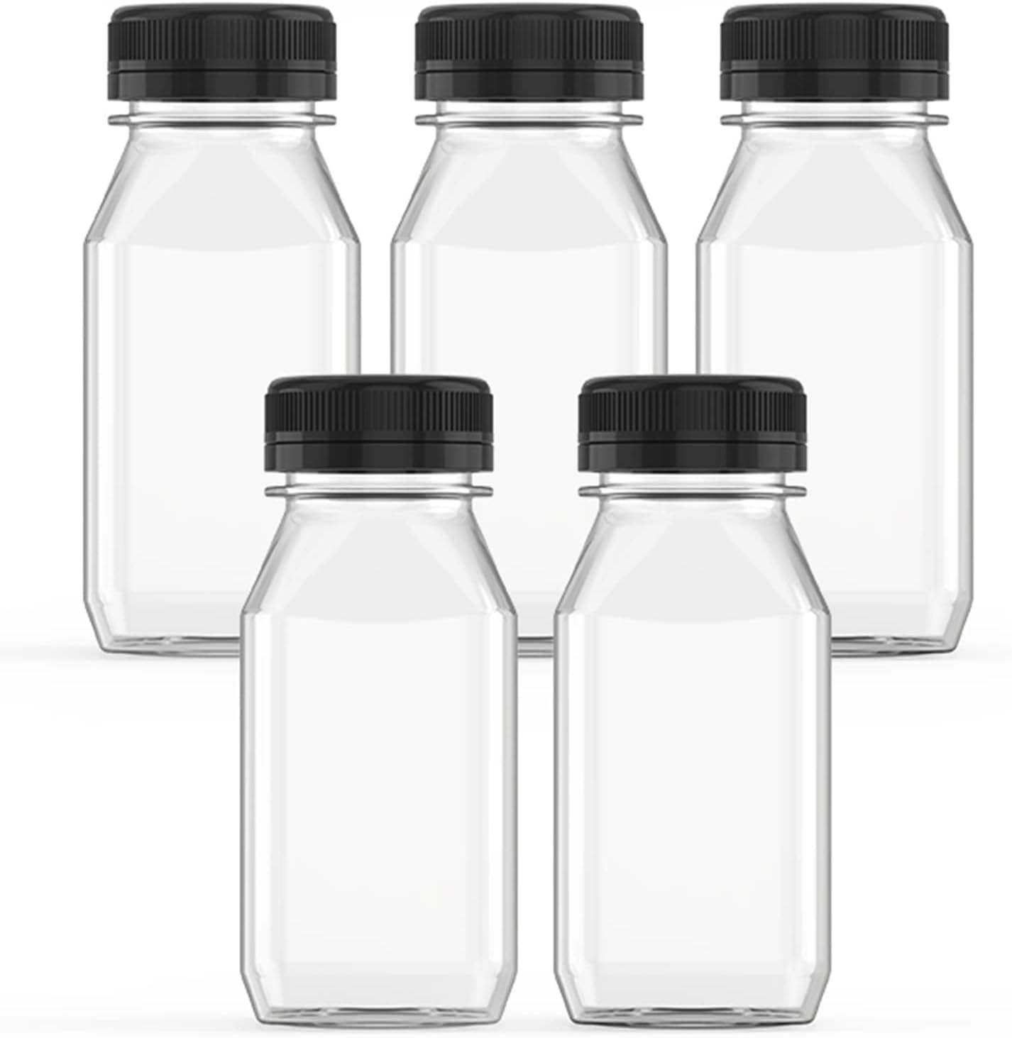Bulk 5 Pcs 6 oz Beverage Containers – Leak-Proof Plastic Juice Bottles with Lids