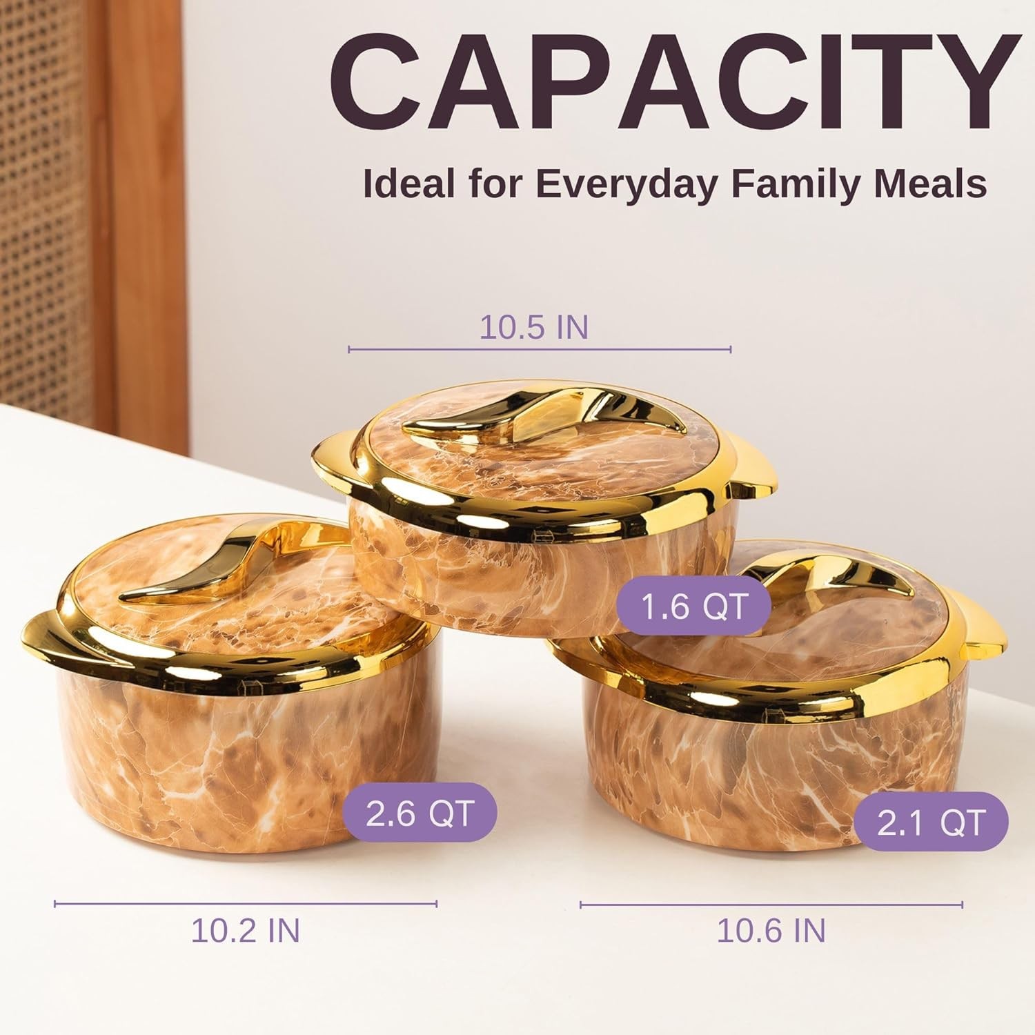 Insulated Thermal Contaner 3pcs Set 1.5L/2.0L/2.5L Food Warmer Bowls with Lids
