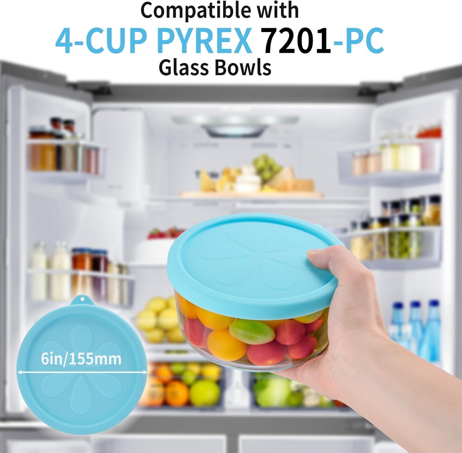 Seal Storage Cover Safe for Glass Bowls, for Microwave, Dishwasher and Freezer