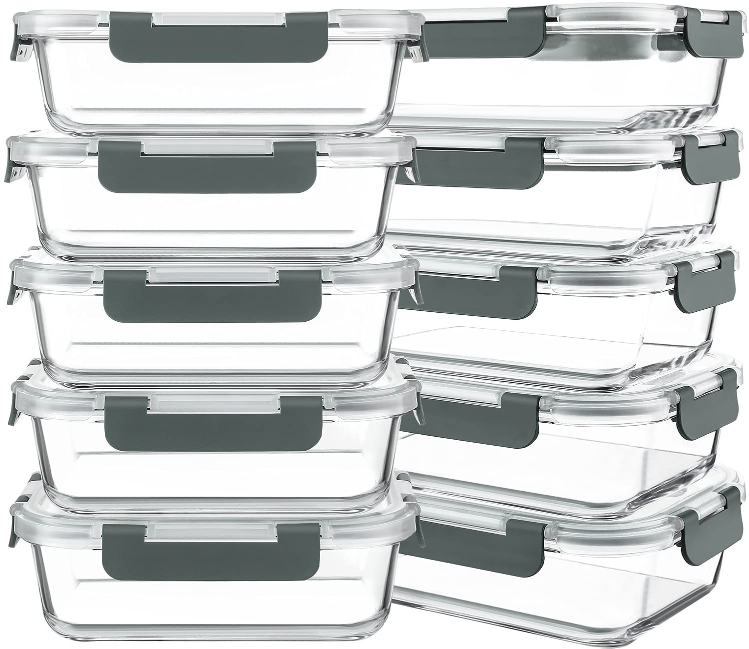 10 Packs 30 oz Glass Meal Prep Containers,Glass Food Storage Containers