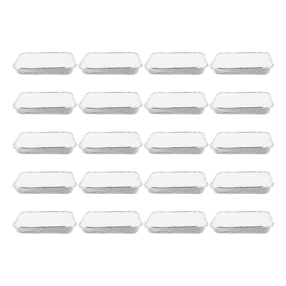 20Pcs Durable Aluminum Foil Food Pans 3 Compartment Lidded Take Out Trays Silver