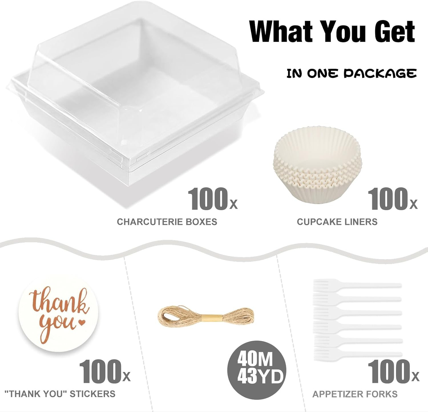100 Pack Small Charcuterie Boxes with Clear Lids, 5.5 Inch to Go Paper Mini Food