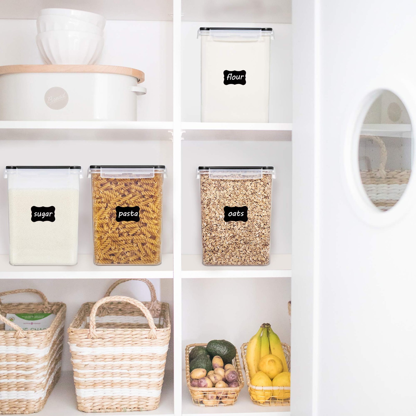 Large Food Storage Containers 5.2l / 175oz 4 Pieces Bpa Free Plastic Airtight Ca