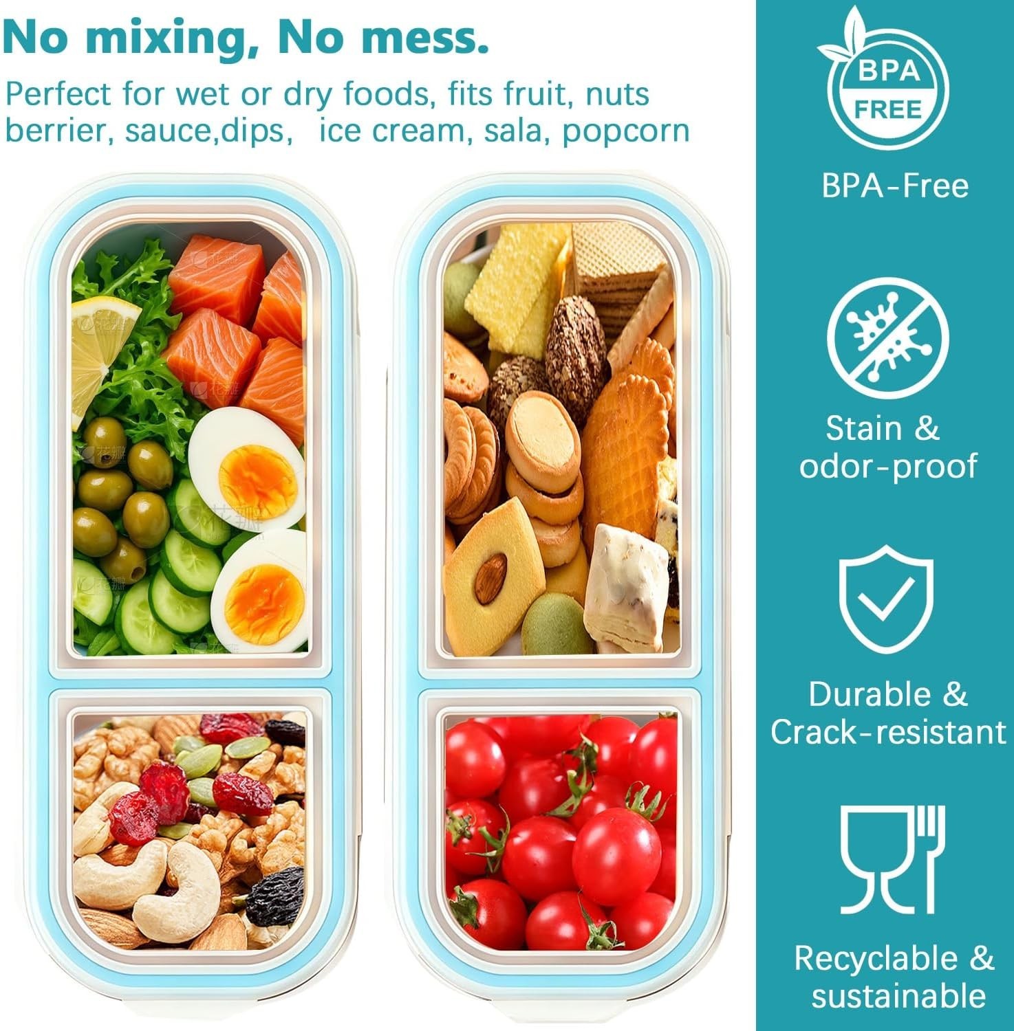 Portable 0.7L Stainless Steel Snack Container Set with Spoon – Dishwasher Safe