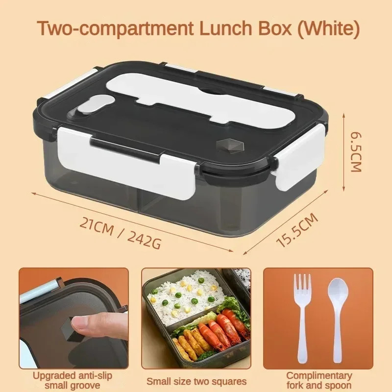 1 Pc 1500ml Compartment Bento Lunch Box with Fork Spoon Kids Office Microwave