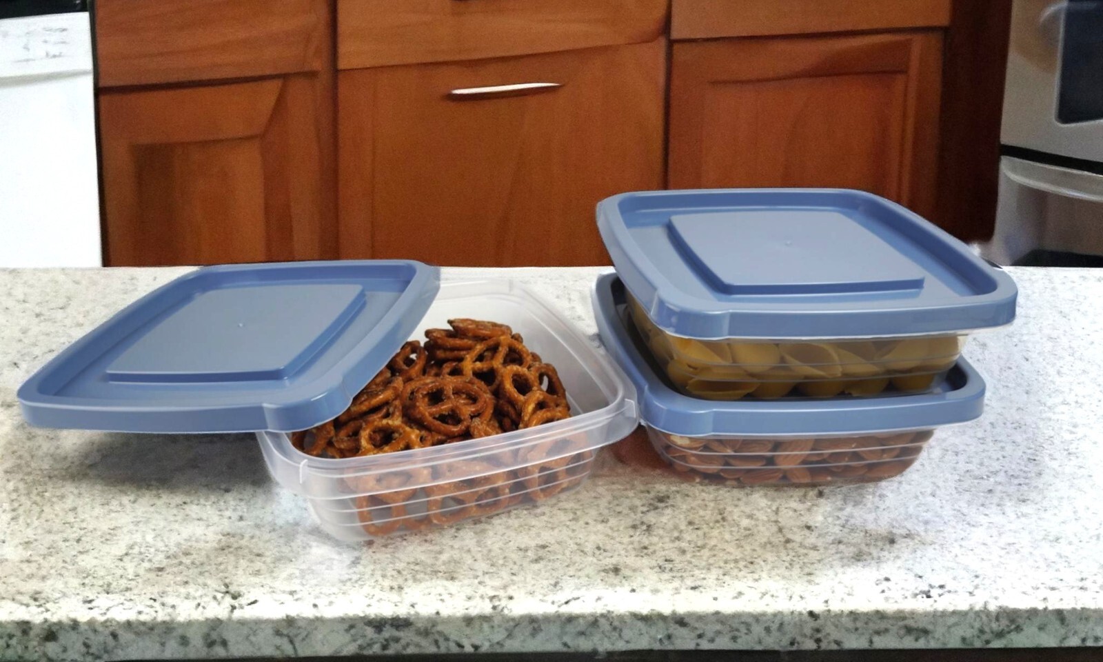 Kitchen Plastic Food Containers with Lid Leak Proof & Freezer Safe, 3 Pcs Set