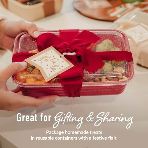 60-Piece Holiday Food Storage Set – 1-Compartment Meal Prep Containers, BPA-Free
