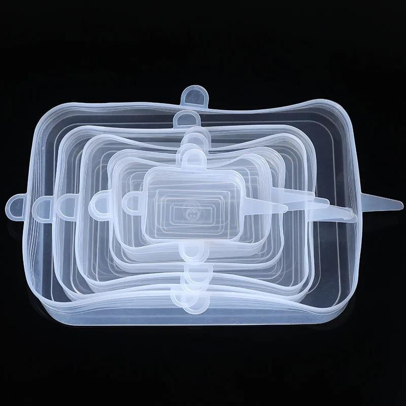 6 Pcs Silicone Stretch Lids Kitchen Microwave Food Covers Bowl Covers Flexible