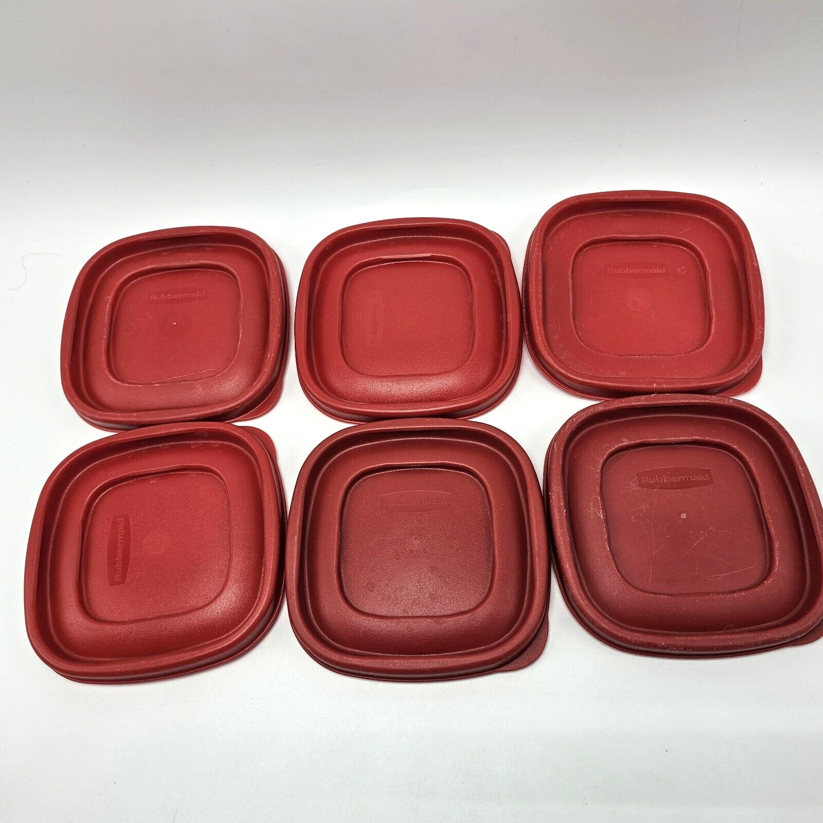 Rubbermaid Easy Find 7J58 Red Square Lot 6 Replacement Lids 4.5″ Food Container