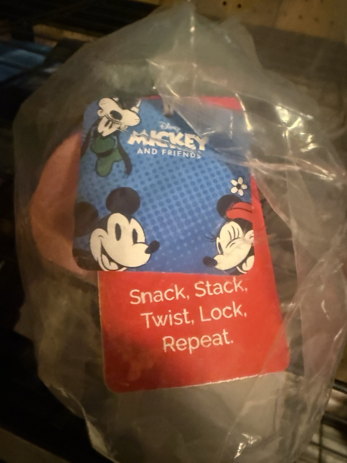 Disney Mickey and Friends Snack Stack Lock Repeat Container Blue 3 Pieces New