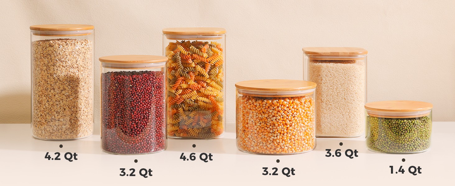 3.6 Qt Glass Food Storage Containers Set of 2, Large Storage Containers with