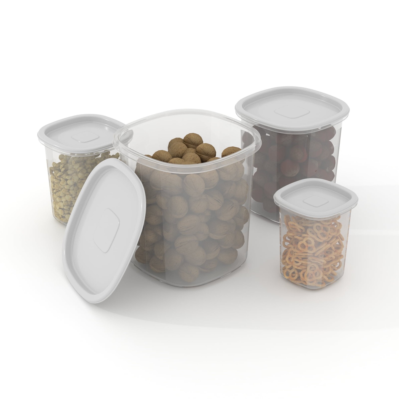 8-Piece Plastic Pantry Food Storage Container Set, Kitchen Pantry Organizer
