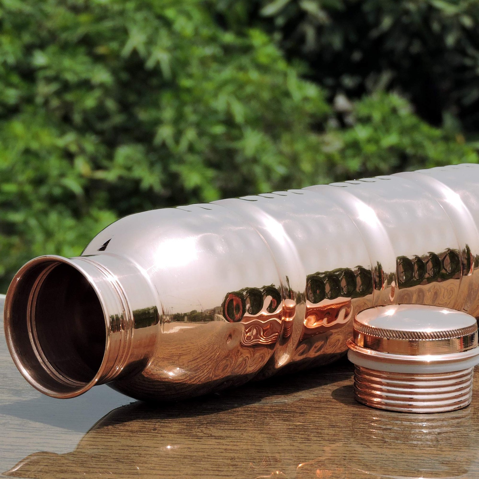 Healthgoodsin Pure Copper Water Bottle Hammered Seamless Unlined Uncoated And